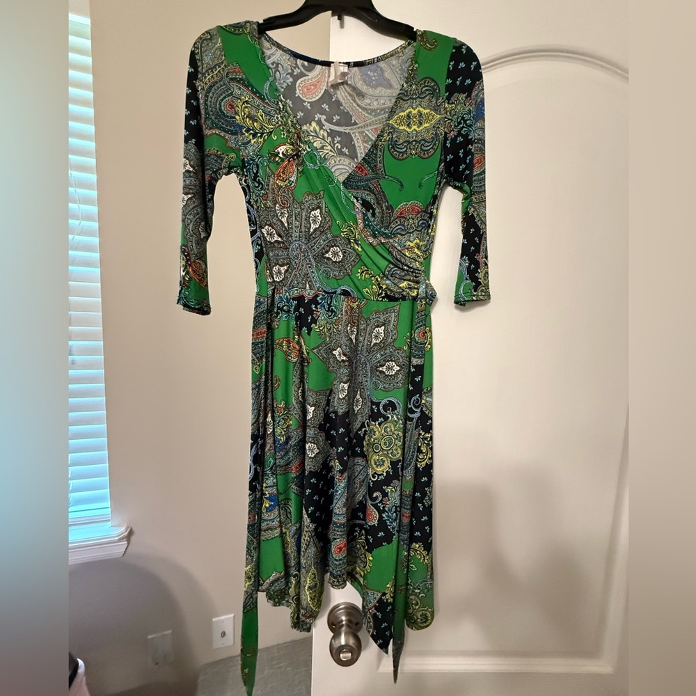 Purple Rain Green Paisley Dress